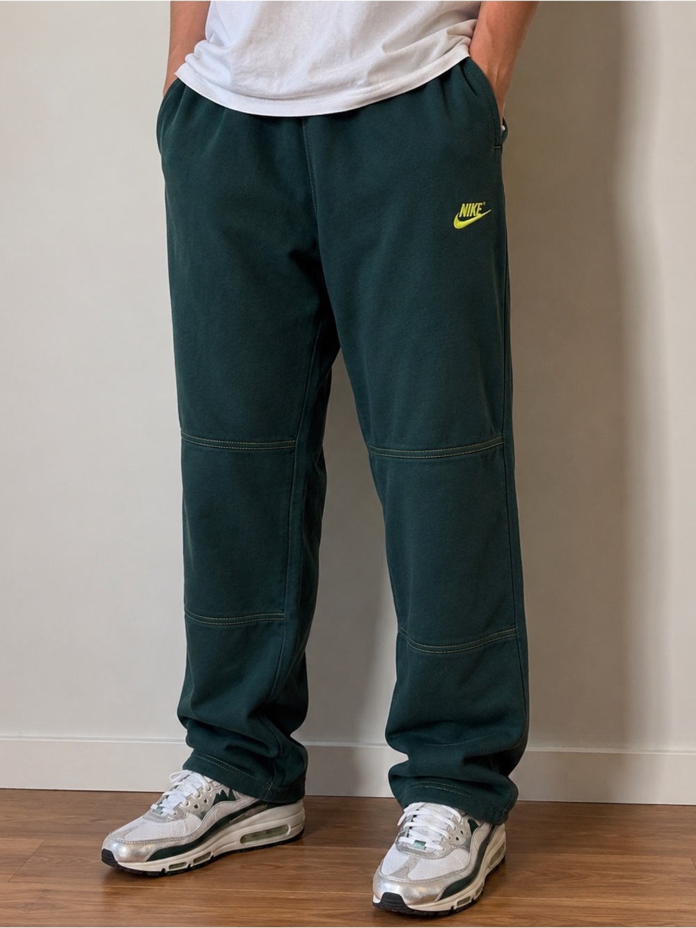 Vintage Nike Sweatpants Mens Large Green Embroidered Swoosh Y2K